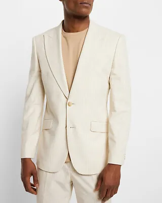 New Express $278 Cream Extra Slim Striped Seersucker Suit Jacket Sz 40r • $89.99