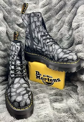 DR MARTENS Jadon Leopard Print Combat Platform Zipper Boots Men’s 9 / Women’s 10 • $149