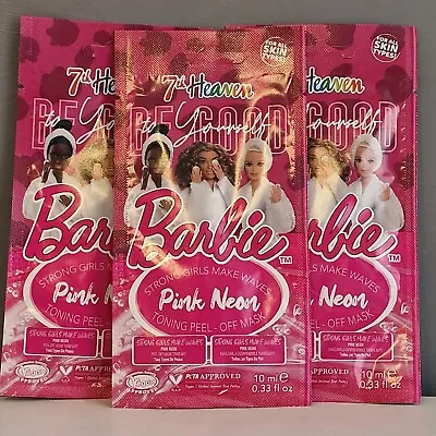 Barbie 7th Heaven Pink Neon Toning Peel-off Face Mask X 3 -Vegan • £5