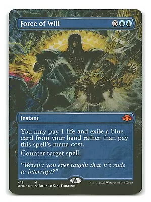 Force Of Will Borderless- Dominaria Remastered Magic The Gathering- NM • $57.99