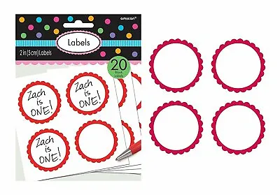 Amscan Candy Buffet Scalloped Labels Apple Red • £4