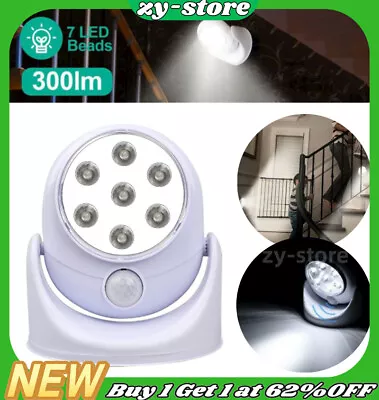 Battery Operated LED Spotlight PIR Motion Sensor Light Wireless Wall Lamp Home • £4.28