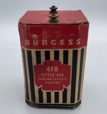 Vintage 1959 Burgess 4 FH Dry Cell General Utility Battery - USA Antique Striped • $27.99