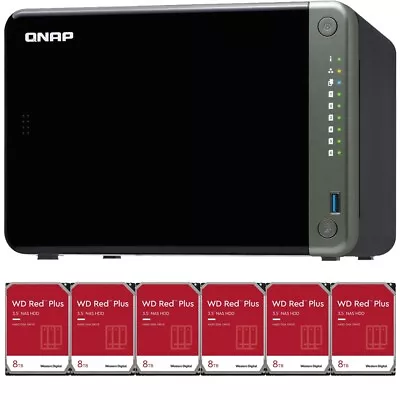 QNAP TS-653D 6-Bay 8GB RAM 48TB (6x8TB) Western Digital NAS Drives • $2299.01