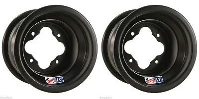 DWT Black A5 Rolled Lip ATV Rear Wheels Rims 10  10x8 4/115 Yamaha Raptor YFZ450 • $199.95