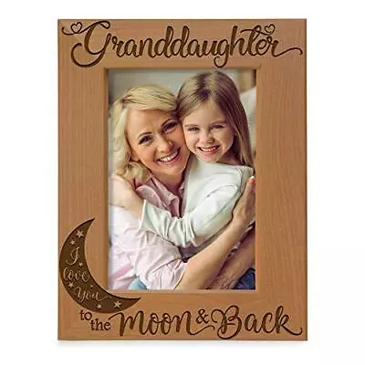 Granddaughter I Love You To The Moon And Back Engraved Wood Picture Frame Gr... • $39.80