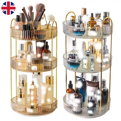 360° Storage Makeup Cosmetic Perfume Rotating Organiser Stand Tier Shelf UK • £15.14