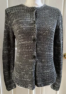 Sigrid Olsen Sport Women's Gray Woven Button-Up Knit Cardigan Sweater Sz S • $17.25