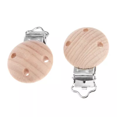 2/10Pcs Baby Pacifier Clips Wood Metal Holders Cute Infant Soother Clasps 2 Size • $5.48