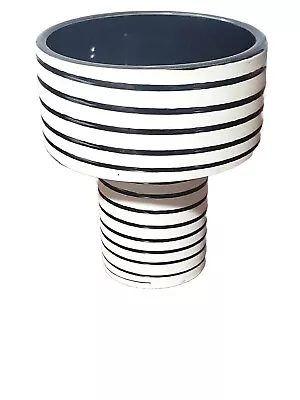 1960s Vintage Japanese Modernist Striped Ceramic Ikebana Pedestal Vase • $149