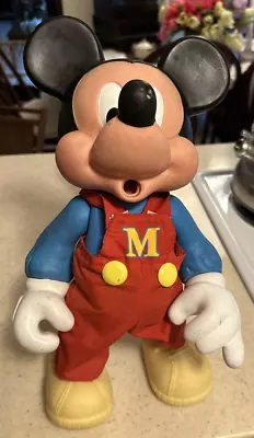 Vintage 1980s Mickey Mouse Figure 14” Arco Party Time W/ Overalls Posable! • $15.50