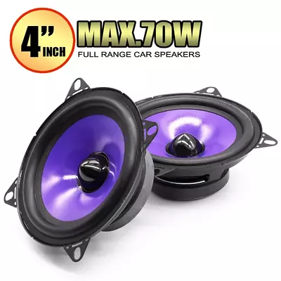 2Pcs 4 Inch 70W Car Audio Speakers Full Range Frequency Heavy Mid-Bass Modified  • $28.14