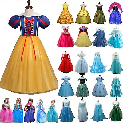 Girls Princess Anna Elsa Queen Kids Cosplay Fancy Dress Party Birthday Costume ☆ • £14.20