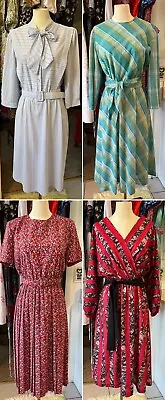 14 VTG Women Dresses 80s 90s Bold Secretary Belt Bow S M L XL VGUC Resale Lot • $185