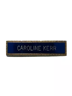 Caroline Kerr Vintage Name Tag Pin Gold Color Boarder With Blue Face  • $21.87