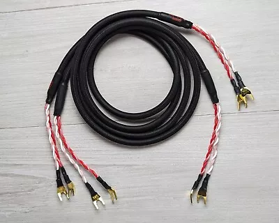 Home Stereo Speaker Cable Pair Canare 4S8 Star Quad 13 AWG Gold Banana Spade • $89.99