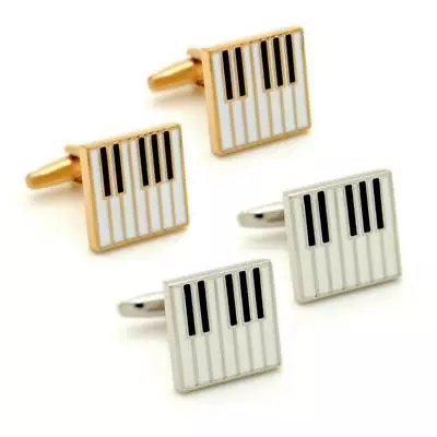 PIANO KEYS CUFFLINKS Music Musician Pianist GIFT BAG Keyboard Player Silver Gold • $11.95