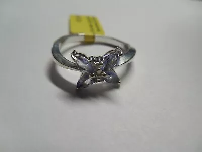  Tanzanite And Diamond Butterfly .925 Sterling Silver Ring Sz 6 NWT • £40.99