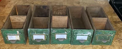 5 Vintage Wood Dovetail Drawers From Hardware Store Cabinet Primitive Farm Green • $45