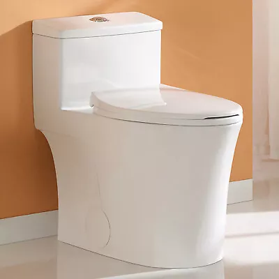 One Piece Dual Flush 1.28GPF ADA Elongated Height Toilet Comfortable Slow Seat • $208.99