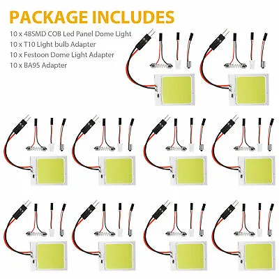 10Pcs Car Interior Panel Light Dome Map Lamp Bulbs 48SMD COB White LED T10 BA9S • $9.88