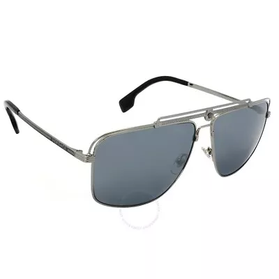 Versace VE2242 10016G Sunglasses Gunmetal Light Gray Mirror Black 61mm Lens • $98.99