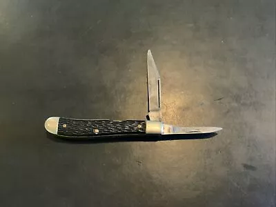 Vintage Shapleigh 2 Blade Black Jigged Bone Pocket Knife • $29.95