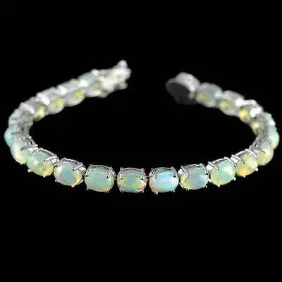 925 Sterling Silver Genuine Ethiopian Fire Opal Tennis Bracelet For Men/Women • $183.82