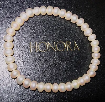 Honora *glossy* Cream Cultured Freshwater Pearl 5mm Rondell Bracelet New Qvc • £9.99