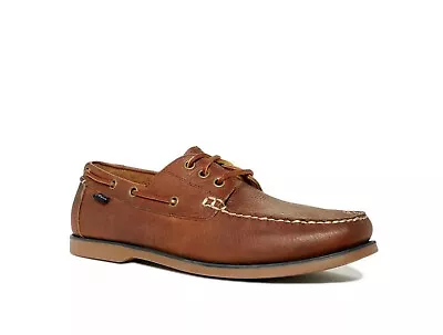 POLO RALPH LAUREN Men's Bienne Tumbled Leather Boat Shoes Tan US 9.5 D • $50