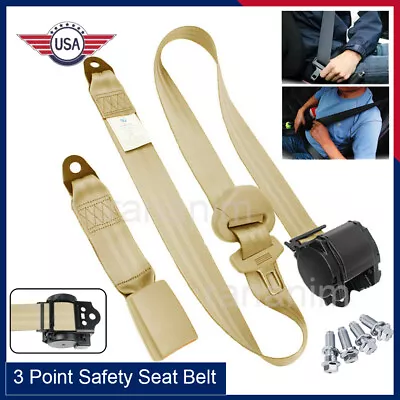 1 Kit Of 3 Point Universal Strap Retractable & Adjustable Safety Seat Belt USA • $37.71