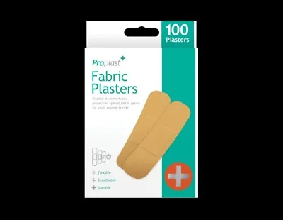 100 X FABRIC PLASTERS Assorted Flexible Breathable First Aid Wound Cut Dressings • £3