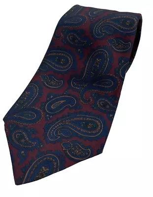 Italian All Silk Hand Made Paisley Tie Maroon Gold Blue 55  Long 3  Wide. • $30