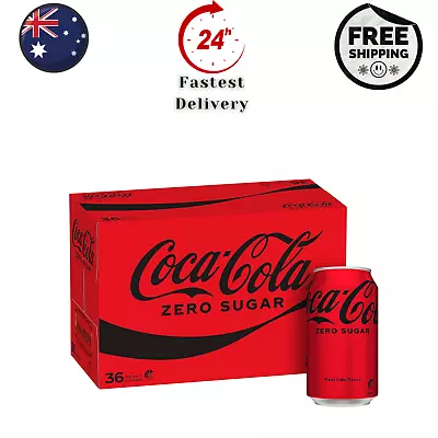 Coca-Cola Zero Sugar Soft Drink Multipack Cans (36 X 375mL) Bulk Value Coke Pack • $39