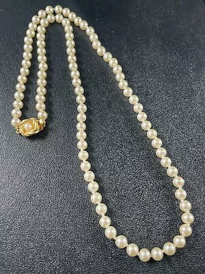 Vintage Glass Pearl Necklace 24” Hand Tied Push Clasp  • $4.99