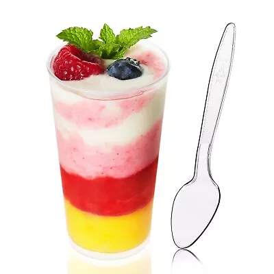 50 Pack 3 Oz Dessert Cups With Spoons Mini Shooter Cups For Desserts Small ... • $21.84