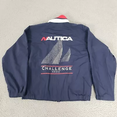 VINTAGE Nautica Jacket Mens Medium Blue Challenge Sailing Windbreaker Outdoor • $26