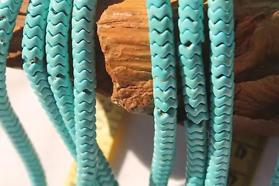 6x4mm Natural Howlite Stone Blue Turq. Snake Vertebrae Interlocking Beads #135 • $7.98