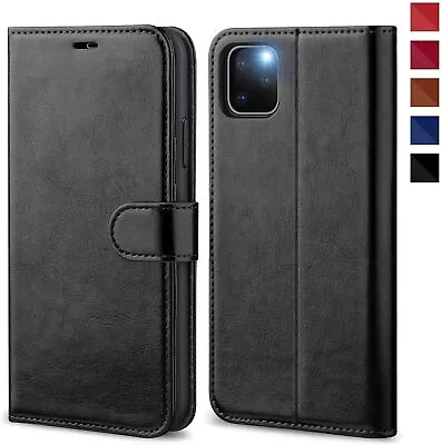 Leather Flip Wallet Card Holder Case For IPhone 14 15 Pro 13 12 11 SE 7 8+ 15 XR • £6.99