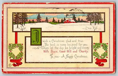 I Wish A Christmas Glad And True - Vintage Postcard Christmas Cards - Posted • $6.20