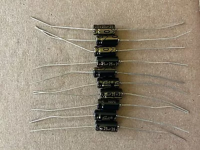 10pc Electrolytic Capacitor Axial 2000hr +105℃ RoHS 25uF 25V φ6x13mm Supertech • $5