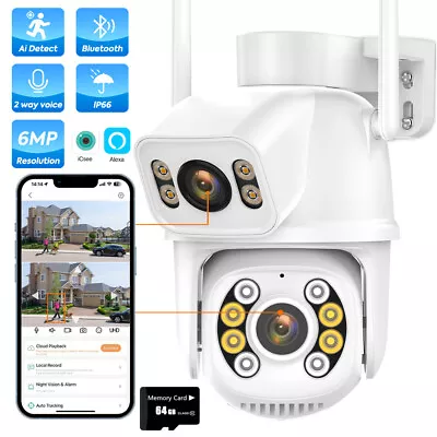 2.4G HD 1080P Wireless WIFI CCTV PTZ Dual IP Camera Security System Cam Outdoor • $60.89