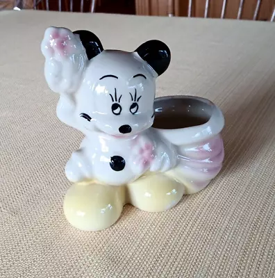 Vintage Disney Mickey Mouse Ceramic Planter Pottery • $15