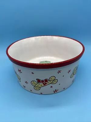 Mulberry Home Collection Pet Food Water 6”x2.5” Ceramic Bowl Xmas Santa Dog Talk • $17.50