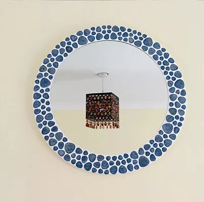 £60 • Buy Icy Waters Blue Pebble Round Mosaic Mirror