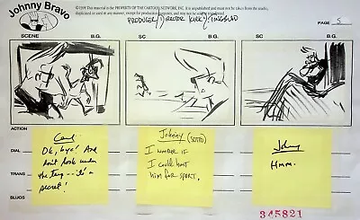 Johnny Bravo KIRK TINGBLAD SIGNED Hand Drawn Production Storyboard Page 1997 #KT • $19.99