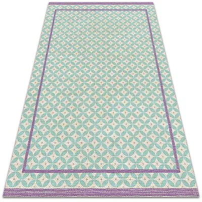 £101.95 • Buy Washable Patio Outdoor Vinyl Rug Balcony Mat Carpet Frames & Circles 100x150