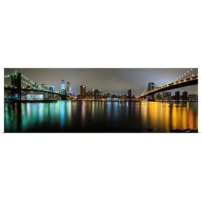 Brooklyn Bridge And Manhattan Bridge Poster Art Print New York City Home Decor • $34.99