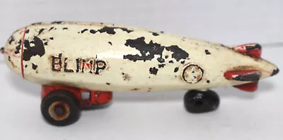 Vintage Cast Iron Blimp Airship Shaped Pull Toy W Army Star • $49.95