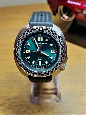 Detroit Mint Rally Diver Green Light Automatic Watch • $245